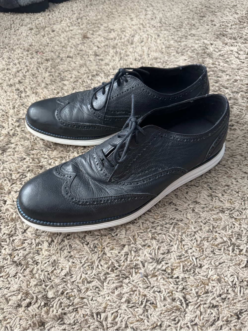 Mens Cole Haan Grand OS Black Leather Wingtip - Size 12